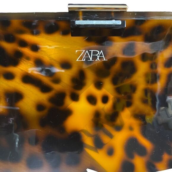 NWT ZARA Tortoiseshell Acrylic Hinged Shoulder Bag - Picture 5 of 12